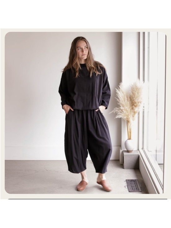 Black Crane Pants - Black Crane Lagenlook Black Balloon Jumpsuit
